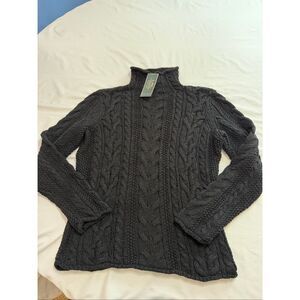 NWT Lauren Ralph Lauren Black Cable Knit Chunky Sweater Size Large New